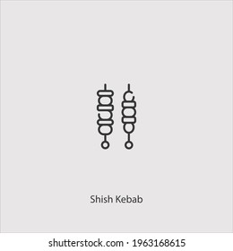 shish kebab icon vector icon.Editable stroke.linear style sign for use web design and mobile apps,logo.Symbol illustration.Pixel vector graphics - Vector