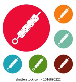 Shish kebab icons circle set vector isolated on white background