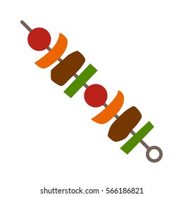 Shish Kebab / Kabob Or Shishkebab On A Skewer Flat Color Vector Icon For Food Apps And Websites