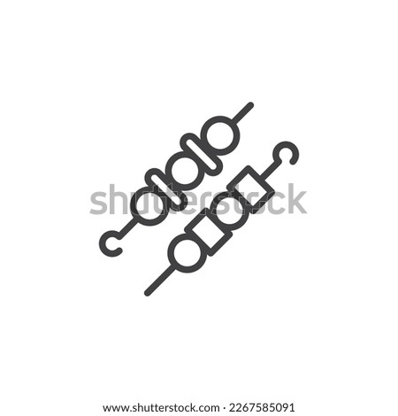 Shish kebab line icon. linear style sign for mobile concept and web design. BBQ grill skewers outline vector icon. Symbol, logo illustration. Vector graphics