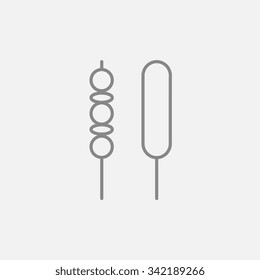 Icono de línea Shish kebab para web, móvil e infografía. Icono vector de gris oscuro aislado en fondo gris claro.