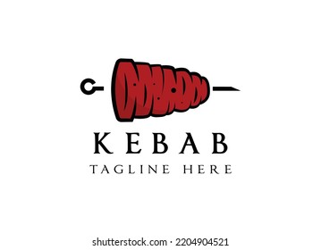 Shish kebab logo design. Meat skewer with vegetable vector design. Grilled meat skewers logotype