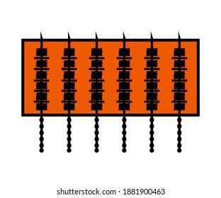 Shish kebab on the grill on a white background for design, vector illustration