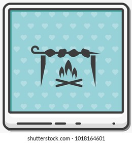 Shish kebab on skewer flat vector icon.