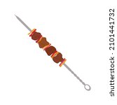 Shish kebab on a skewer icon. Colored silhouette. Side view. Vector simple flat graphic illustration. The isolated object on a white background. Isolate.