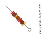 Shish kebab on skewer icon. Shashlik. Colored silhouette. Side view. Vector simple flat graphic illustration. Isolated object on a white background. Isolate.