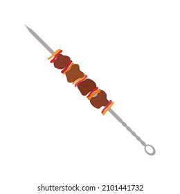 Shish kebab on a skewer icon. Colored silhouette. Side view. Vector simple flat graphic illustration. The isolated object on a white background. Isolate.