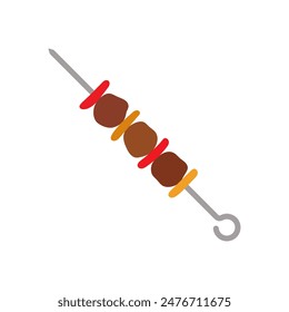 Shish kebab on skewer icon. Shashlik. Colored silhouette. Side view. Vector simple flat graphic illustration. Isolated object on a white background. Isolate.