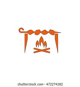 Shish kebab on skewer icon.