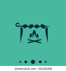 Shish kebab on skewer icon.