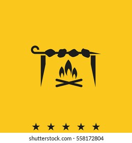 Shish kebab on skewer icon.