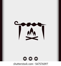 Shish kebab on skewer icon.