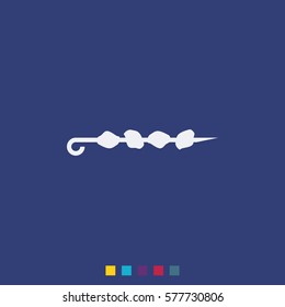 Shish kebab on skewer icon.