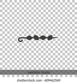Shish kebab on skewer icon.