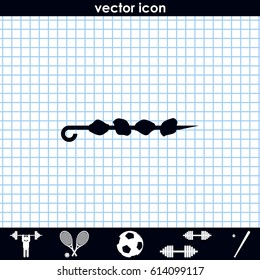 Shish kebab on skewer icon.