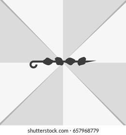 Shish kebab on skewer icon.