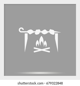 Shish kebab on skewer icon.