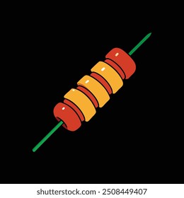 shish kebab on skewers black backgound