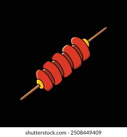 shish kebab on skewers black backgound