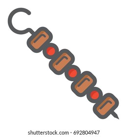 Shish kebab on skewers filled outline icon, food and drink, barbecue sign vector graphics, a colorful line pattern on a white background, eps 10.