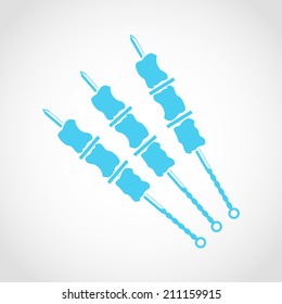 Shish kebab on skewers Icon Isolated on White Background