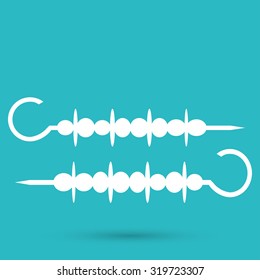 Shish kebab on skewers Icon