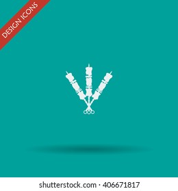 Shish kebab on skewers Icon. Modern design flat style icon 