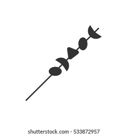 Shish kebab on skewers icon flat. Illustration isolated on white background. Vector grey sign symbol