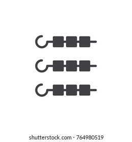 Shish kebab on skewers icon vector, filled flat sign, solid pictogram isolated on white. Barbecue symbol, logo illustration