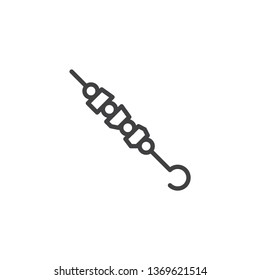 Shish kebab on skewers line icon. linear style sign for mobile concept and web design. Grilled vegetables and meat on a skewer outline vector icon. Symbol, logo illustration. Pixel perfect vector