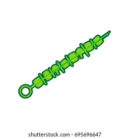 Shish kebab on skewers sign. Vector. Lemon scribble icon on white background. Isolated