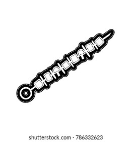 Shish kebab on skewers sign. Vector. Flat style black icon on white.