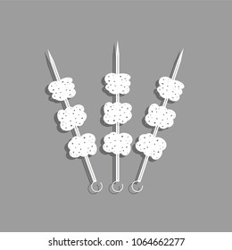Shish kebab on skewers. Vector icon.
