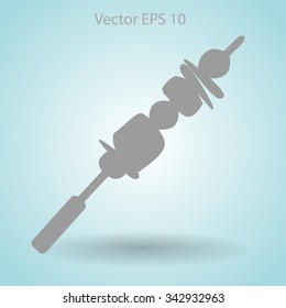 Shish kebab on skewers vector icon.