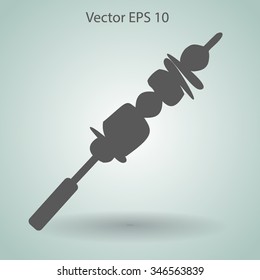 Shish kebab on skewers vector icon.