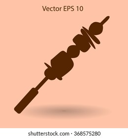 Shish kebab on skewers vector icon.