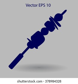Shish kebab on skewers vector icon.