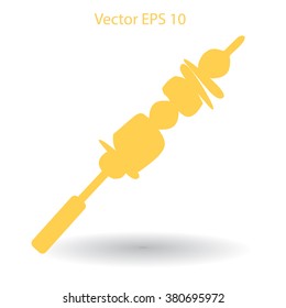Shish kebab on skewers vector icon.