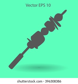 Shish kebab on skewers vector icon.