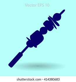 Shish kebab on skewers vector icon.