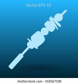 Shish kebab on skewers vector icon.