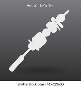 Shish kebab on skewers vector icon.