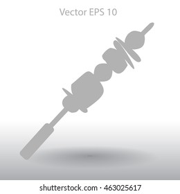 Shish kebab on skewers vector icon.