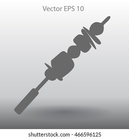 Shish kebab on skewers vector icon.