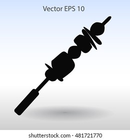 Shish kebab on skewers vector icon.