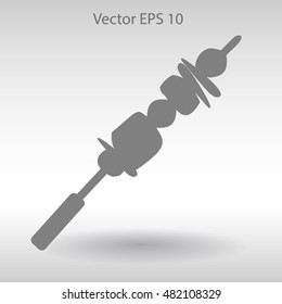 Shish kebab on skewers vector icon.
