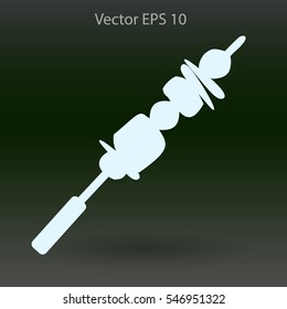 Shish kebab on skewers vector icon.