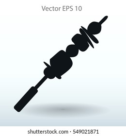 Shish kebab on skewers vector icon.
