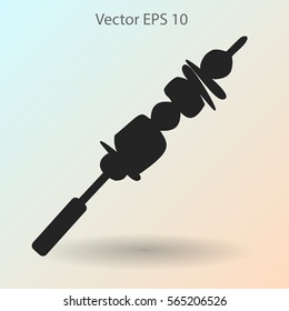 Shish kebab on skewers vector icon.