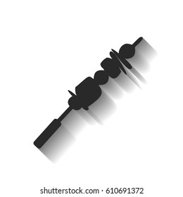 Shish kebab on skewers vector icon.